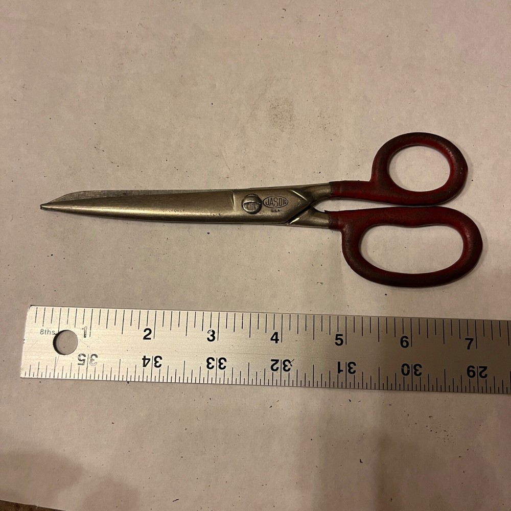 Vintage Jason Scissors Red Handle 7” Long