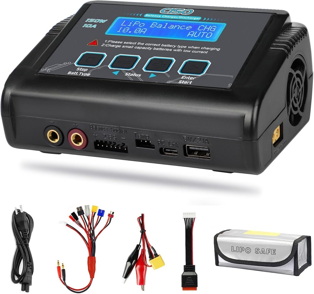 Multi-Function 150W RC Battery Charger - Smart Charging for All Battery Types