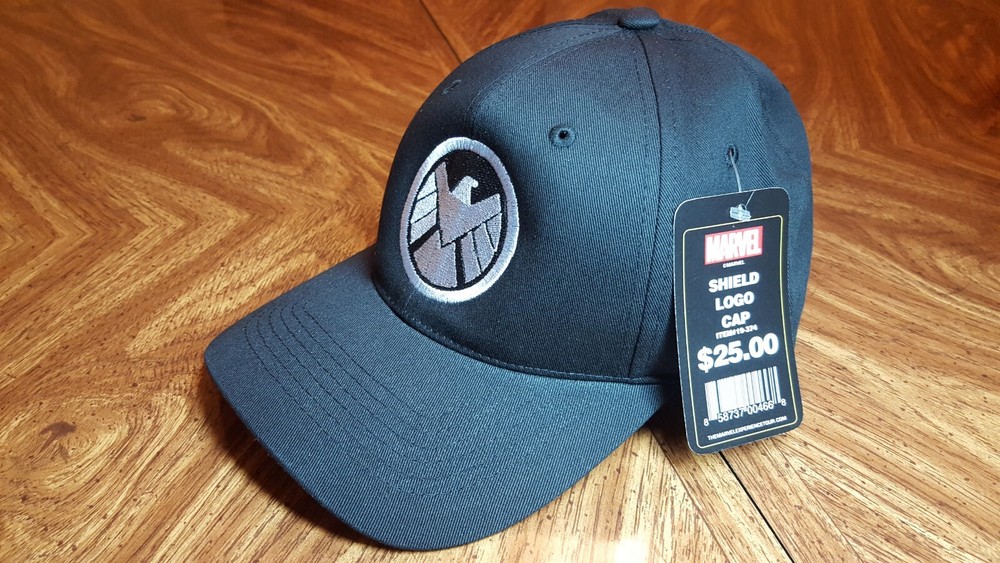 MARVEL SHIELD LOGO CAP - Black Adjustable Hat - The Hero Experience - Sportsman