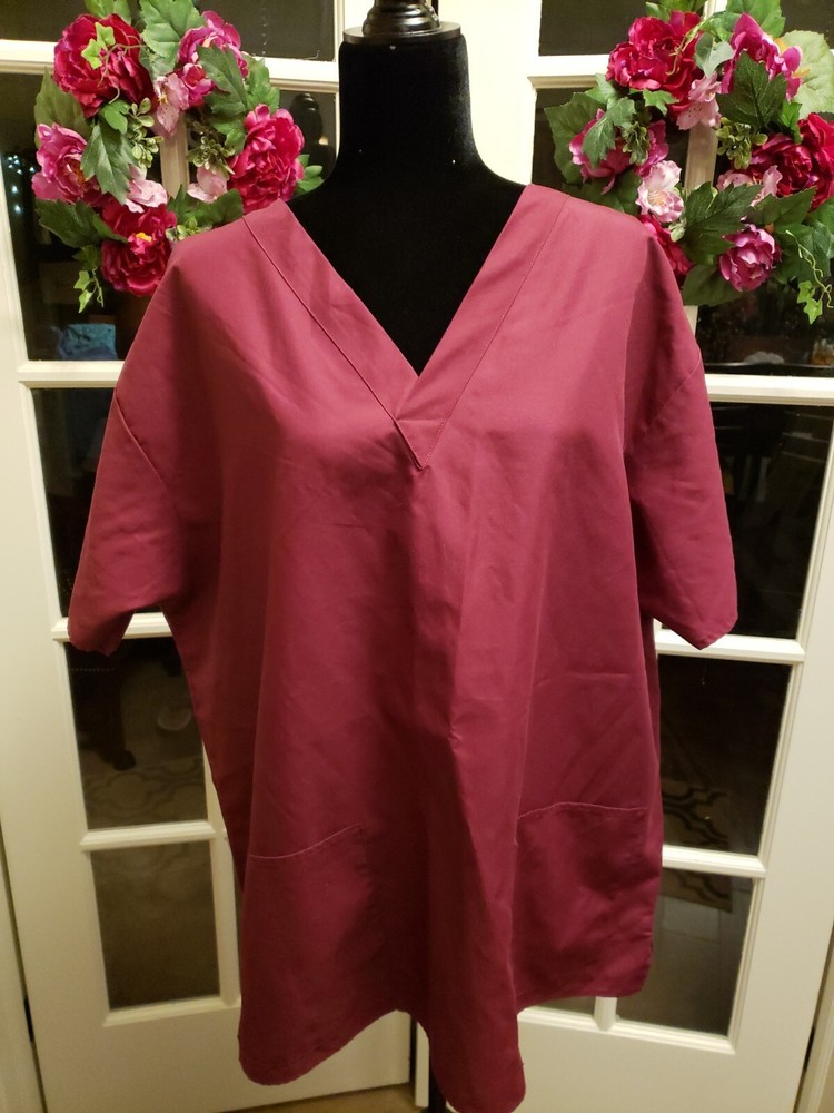 XXL Two Solid Color Scrub Tops With Pockets By Crest