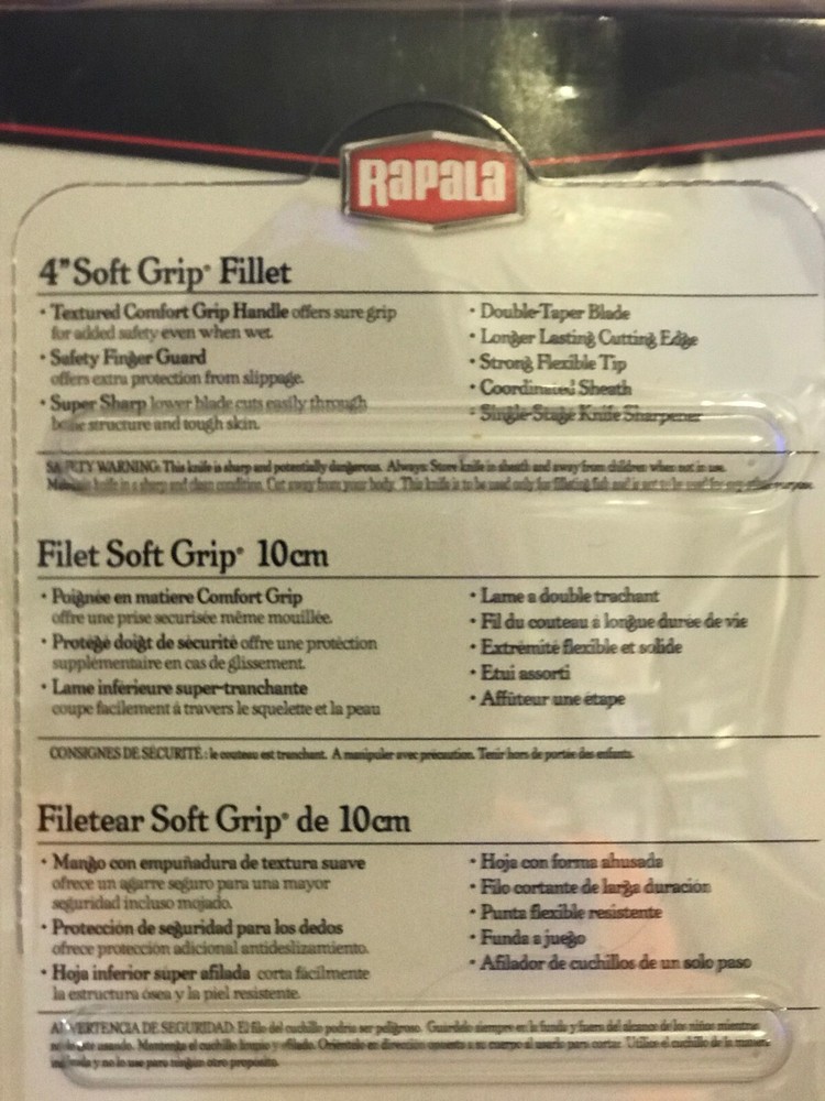 RAPALA SOFT GRIP FILLET KNIFE 4" WITH SINGLE STAGE SHARPENER BP704SH1