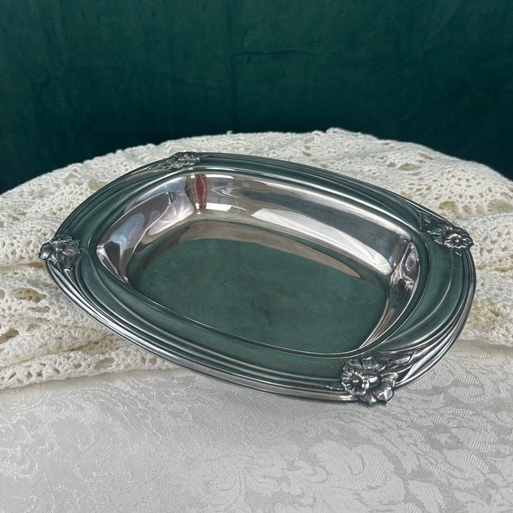 Vintage Rogers Silver Plated Daffodils Floral Accent Dish
