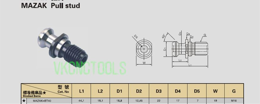 10PCS x MAZAK-BT40 Pull Studs M16 Retention Knobs For BT40 Holder Chuck&Arbor