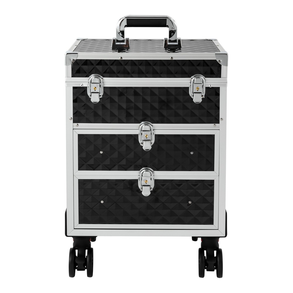Professional Rolling Makeup Case Cosmetic Organizer with 360° Rotatable Wheels