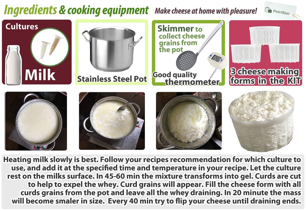 3pcs Soft Cheese Mold for Cheese Making 1.25QT - Medium Cheese Mold - Homemad...