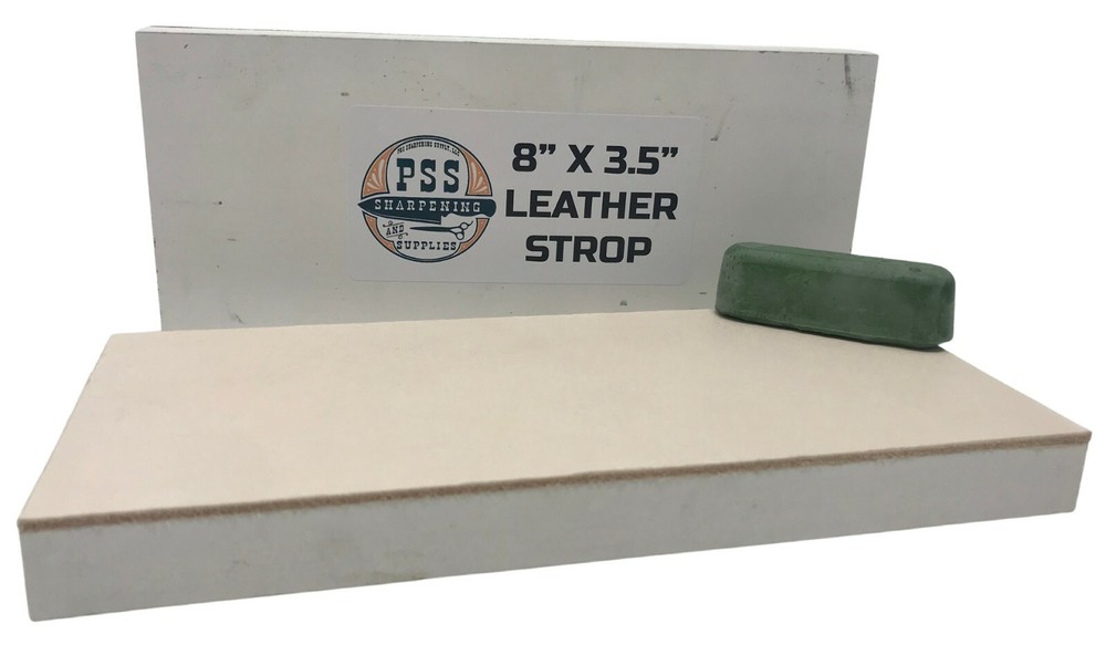 Leather Strop 8"X 3.5" Includes Compound - Sharpening Mirror-Like Finish