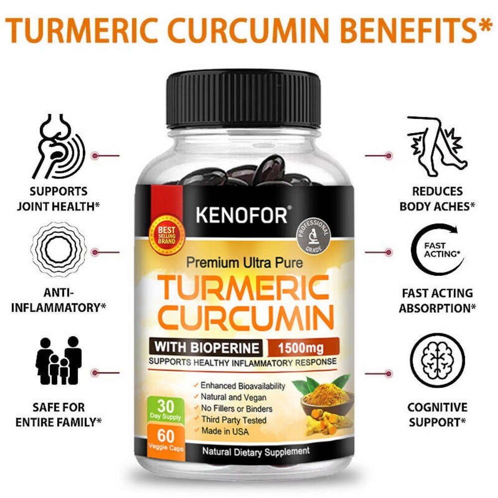 Turmeric Curcumin 1500mg Joint Support 60 Capsules New Exp 07/2026