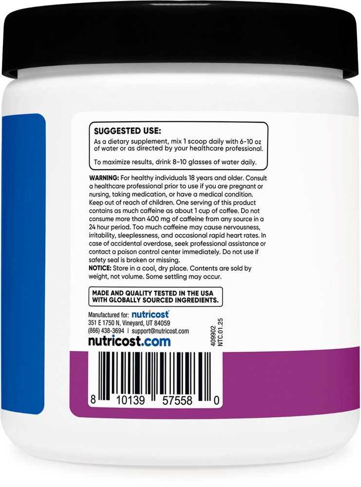 Nutricost Creatine + Energy 30 Servings (Grape Flavored)