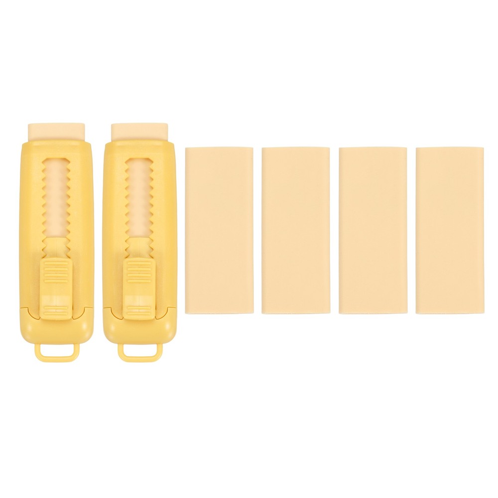 2+4Pack Erasers, Sliding Retractable Eraser Push Pull Pencil Erasers, Yellow