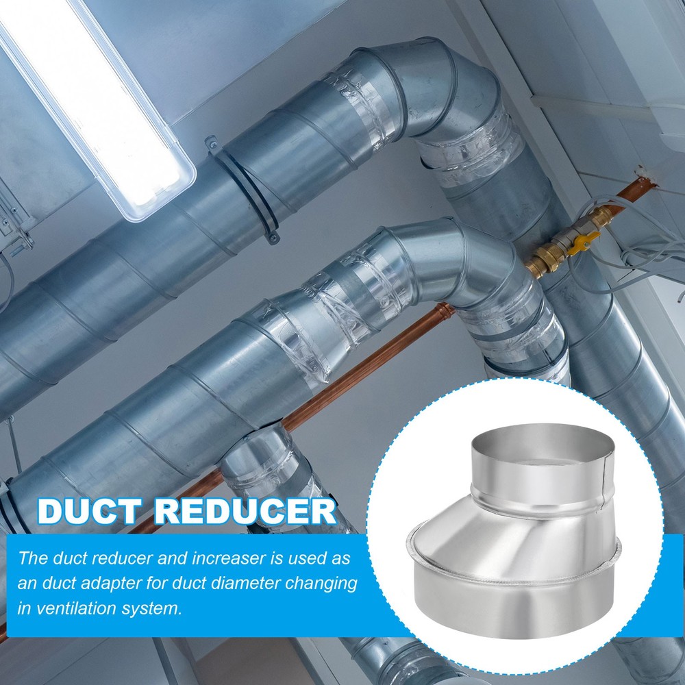 6" to 4" Eccentric Duct Reducer, 2Pcs Galvanized Iron Ducting Connector