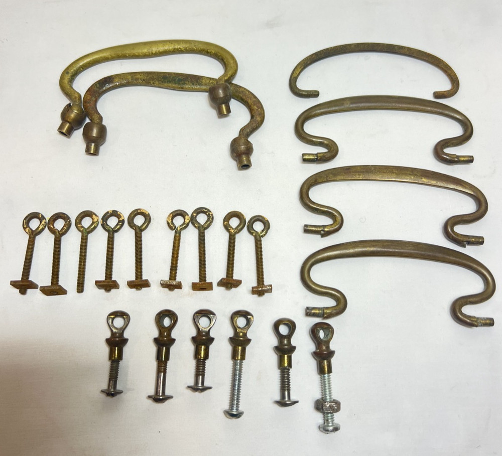 Assorted Antique Brass Drawer Pulls Drop Handles Hardware  10 oz