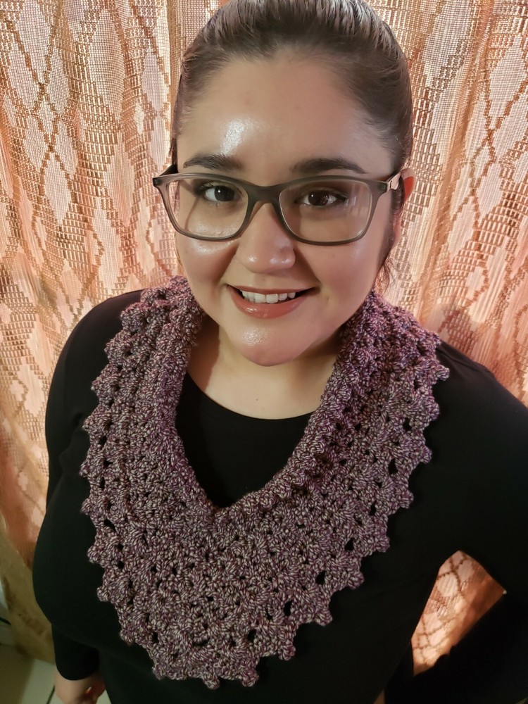 Maroon & light grey neck-warmer& Matching Headband.