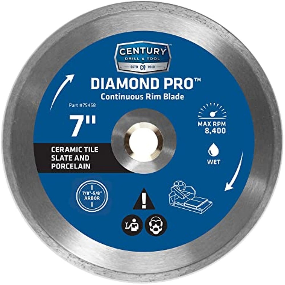 Century Drill & Tool 75458 Diamond Continuous Rim Blade, 7"