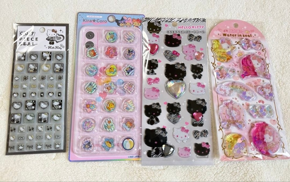 Kitty Stickers Black Pink