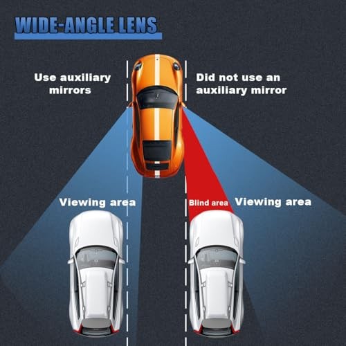 2PCS Blind Spot Mirror for Car, HD Glass Wide Angle Convex Rectangular Black