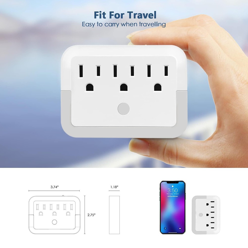 Multi Plug Wall Mount Outlet Adapter, Outlet Extender with Light-Sensing,Powe...