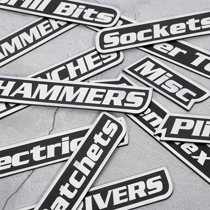 Magnetic Tool Box Labels, 12PCS Strong Magnet Toolbox Drawer Label for Toolboxes