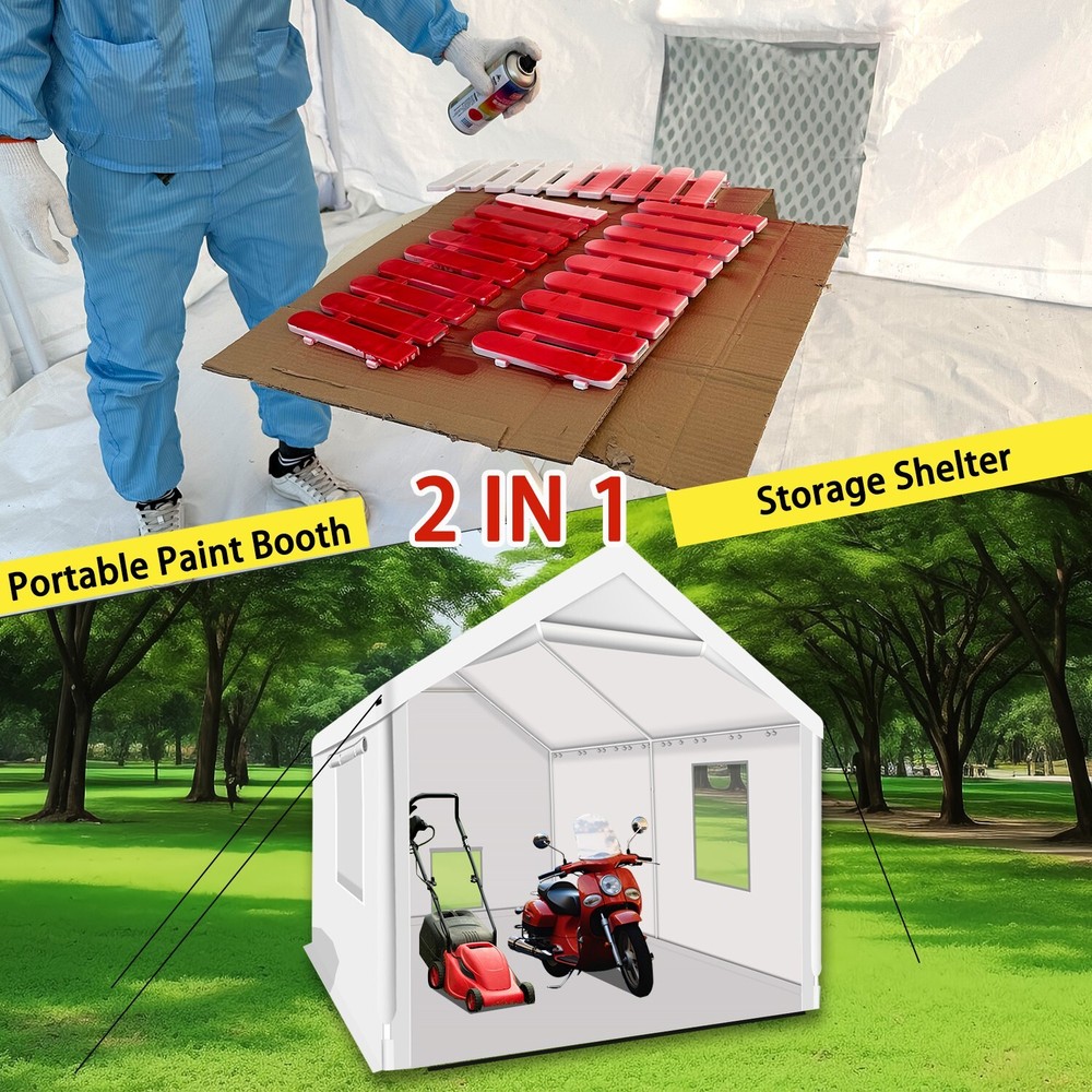 Rainproof Portable Paint Booth 10X10X9FT Spray Booth with Replaceable Floor