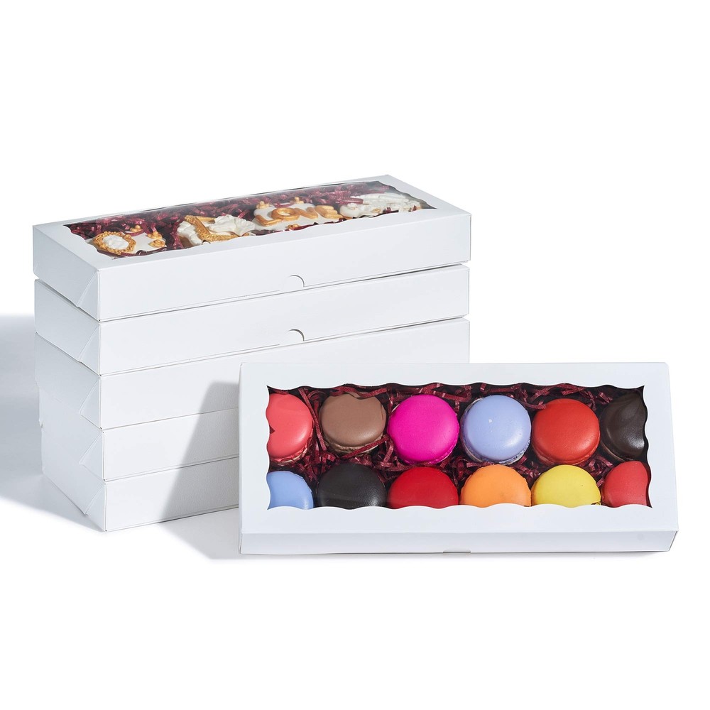 Premium Macaron Boxes Auto-Popup Cookie Gift Boxes 12x5x1.5" 24 Pack