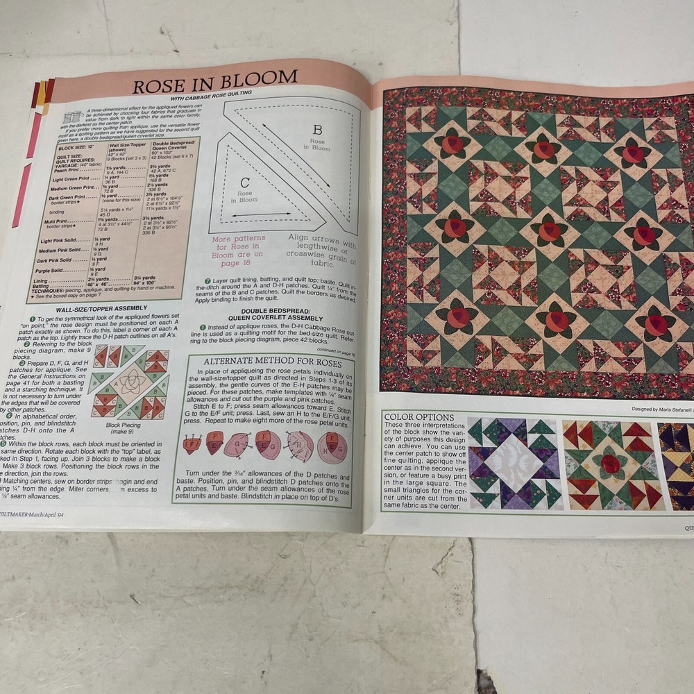 Quiltmaker Magazine March/April 1994 back issues Quilting 21 patterns