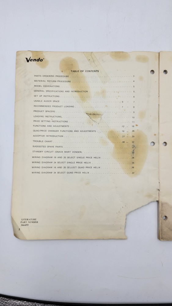 1972 Vendo Snack Mart Service Manual Read