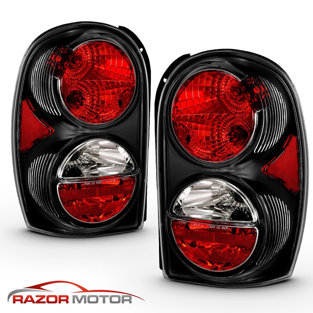 2002-2005 Replacement Black Tail Light Pair (Set) for Jeep Liberty Left + Right