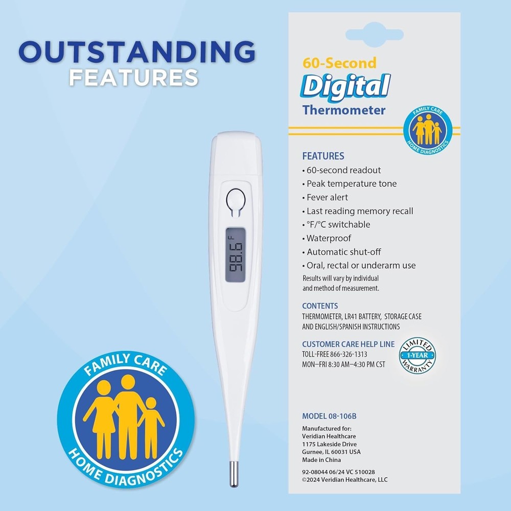Veridian Digital Thermometer | 60-Second Readout