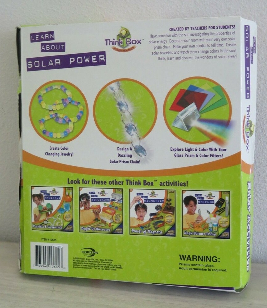 Think Box Activities, Learn About Solar Power, Ages 6-16