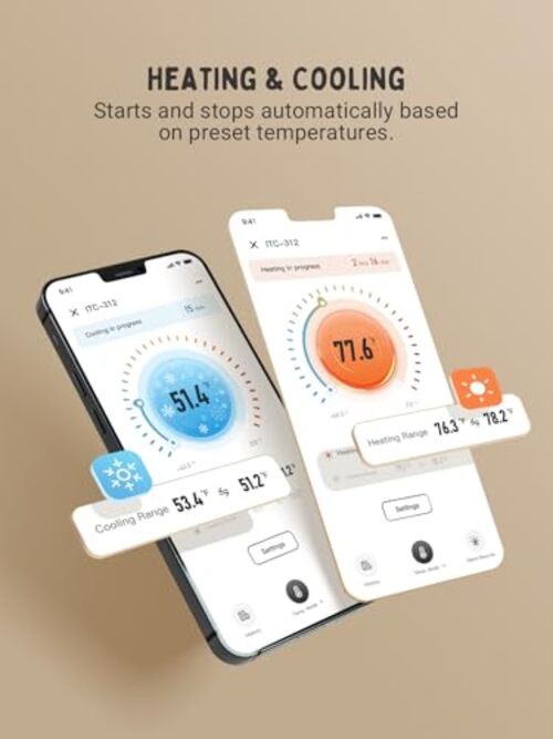 Bluetooth Digital Temperature Controller 1200W Heating Cooling 2-Stage Outlet