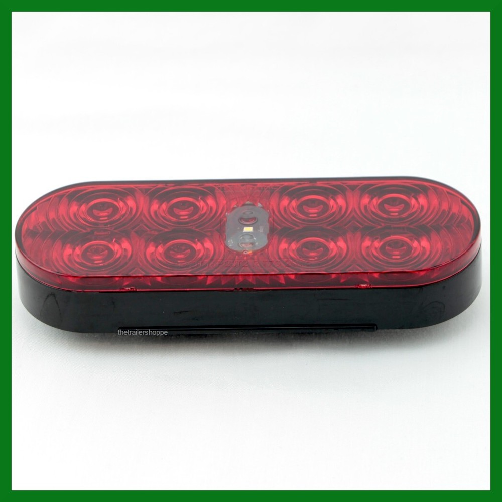 Red & White 6" Oval Grommet Mount Stop Tail Turn & Back Up Reverse Light 10 LED