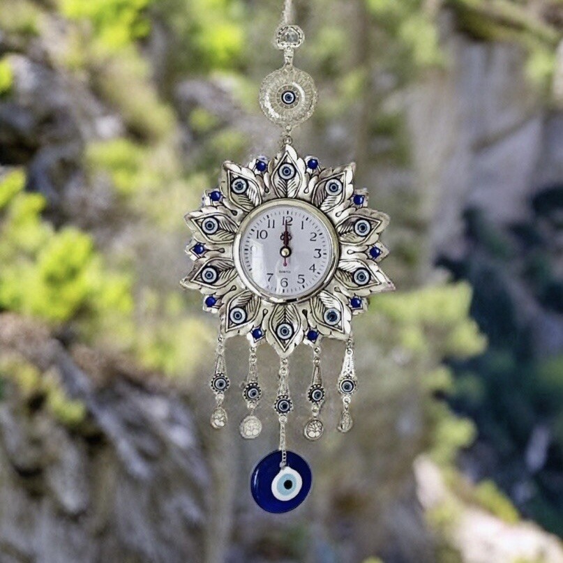 Lucky Evil Eye Wall Clock Hanging Protection Decor Evil Eye Decoration.