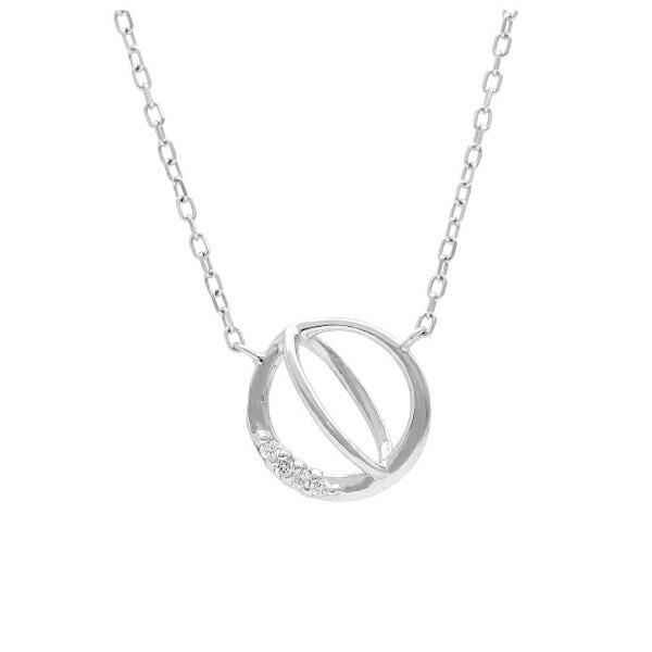 18K White Gold Diamond Circle Frame Necklace