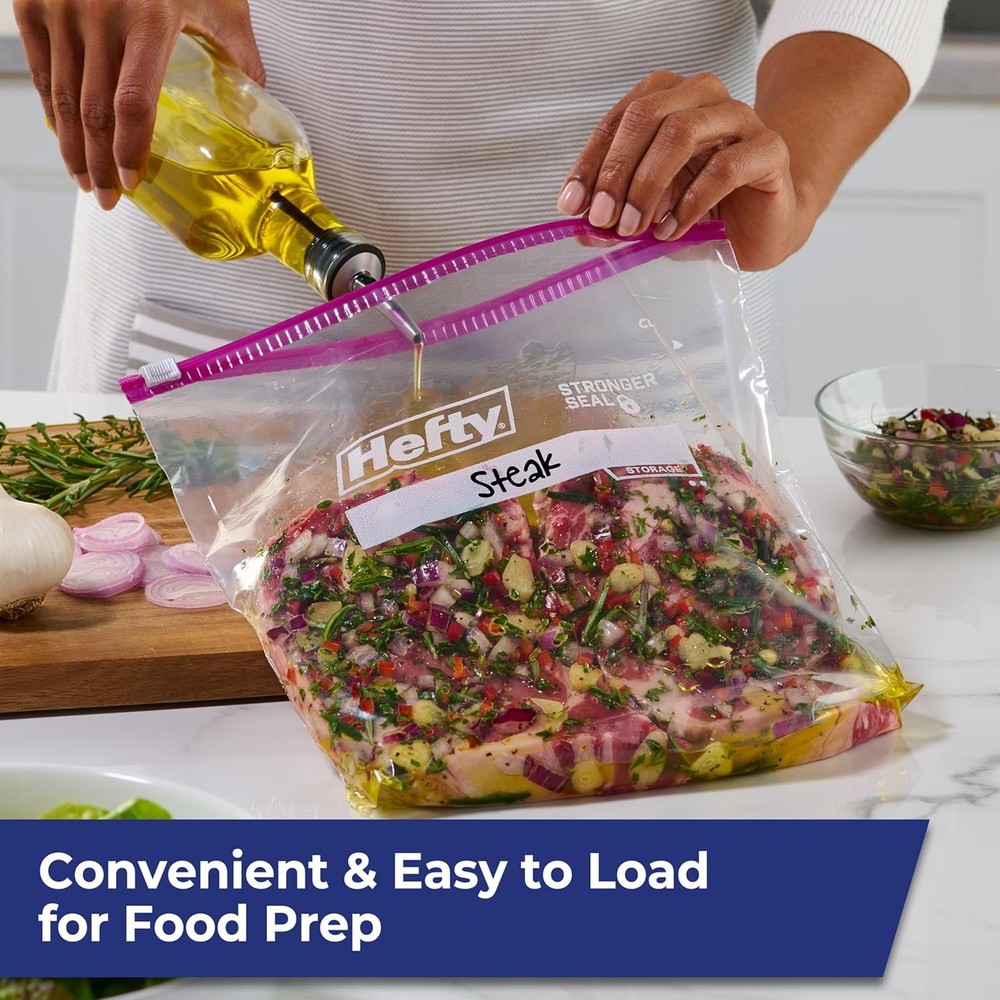 Hefty Slider Kitchen Storage Bags, Gallon Size, 15 Count
