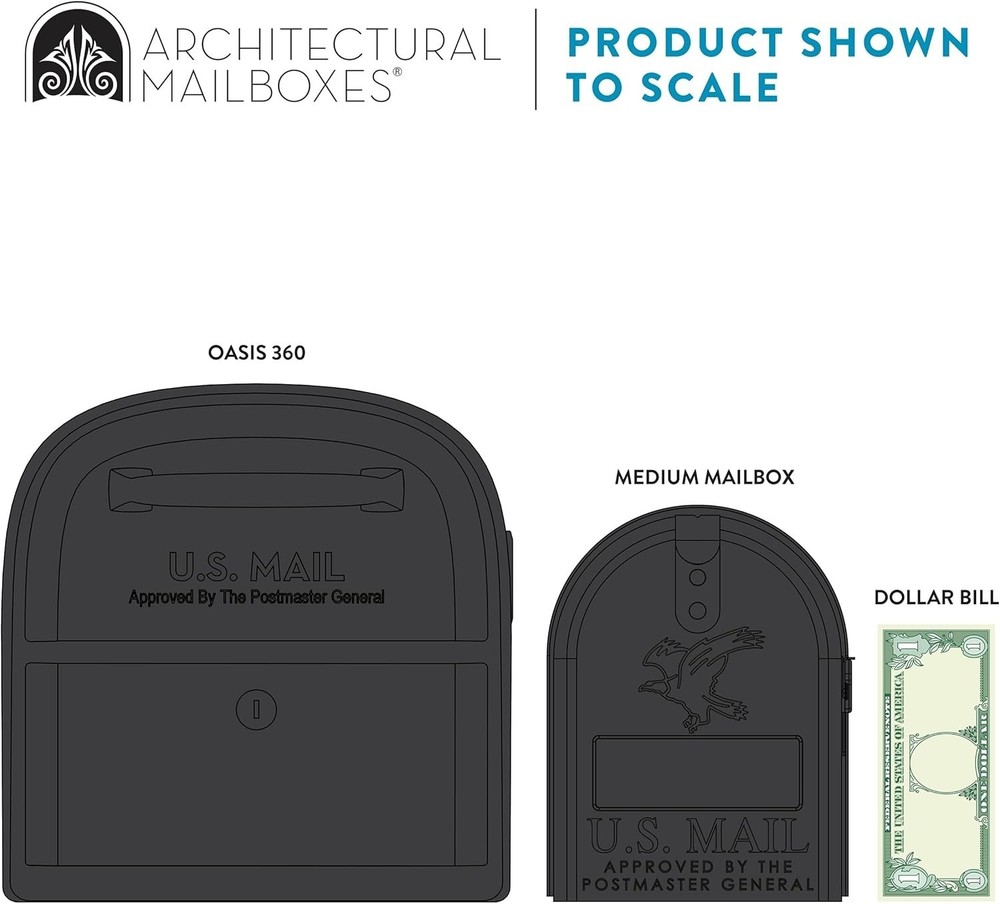 Oasis 360 Locking Parcel Mailbox, Extra Large, Black,