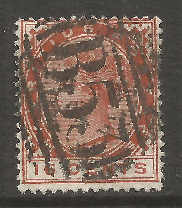 🤩 OSBURGH – MAURITIUS. QV. 16c USED B53 POSTMARK.