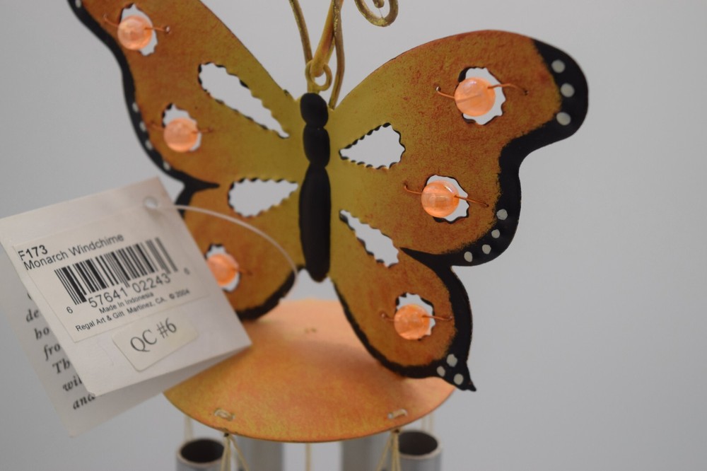 REGAL ART & GIFT MONARCH WIND CHIME NWT 20"