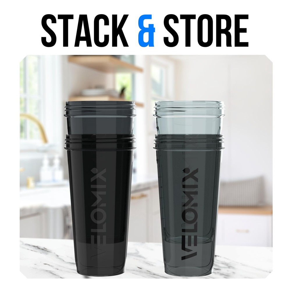 28 oz Protein Shaker Bottles - 4 Pack with Wire Whisk | Leak Proof Cups