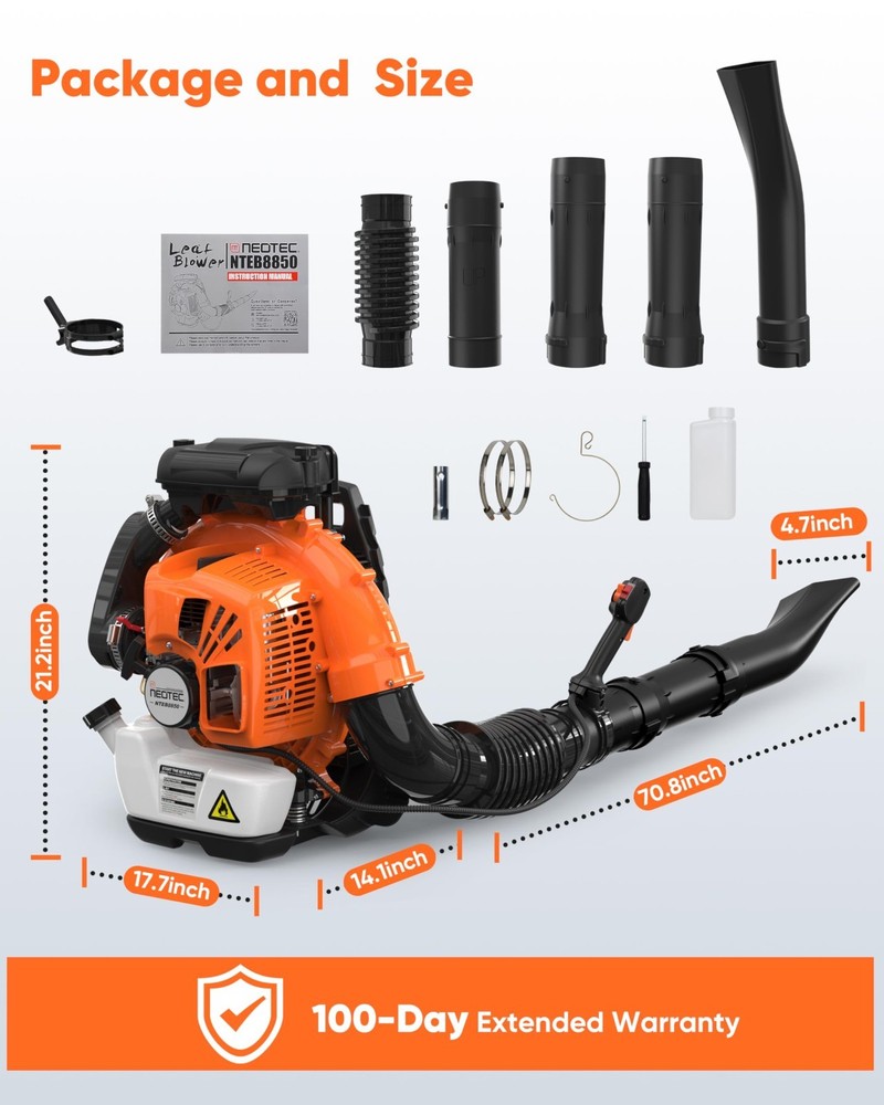 Leaf Blower 75.6cc 2-Stroke Backpack Gas Powered Leaf Blower 847CFM 236 MPH