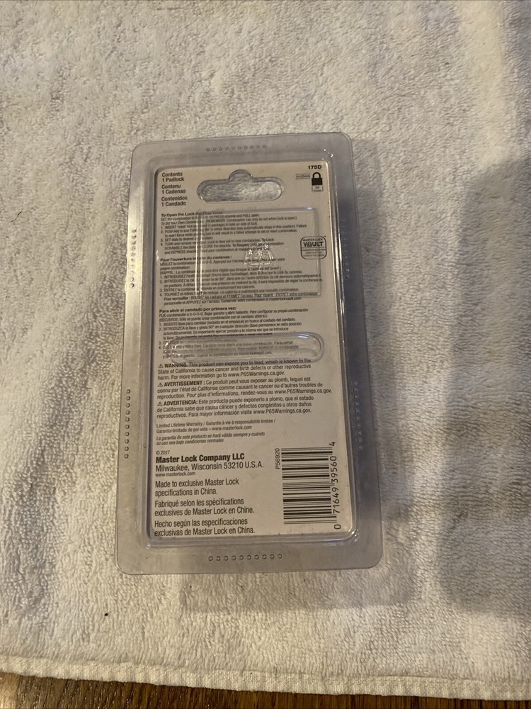 Master Lock Resettable Combination Padlock 2" wide Brass 175D (996)