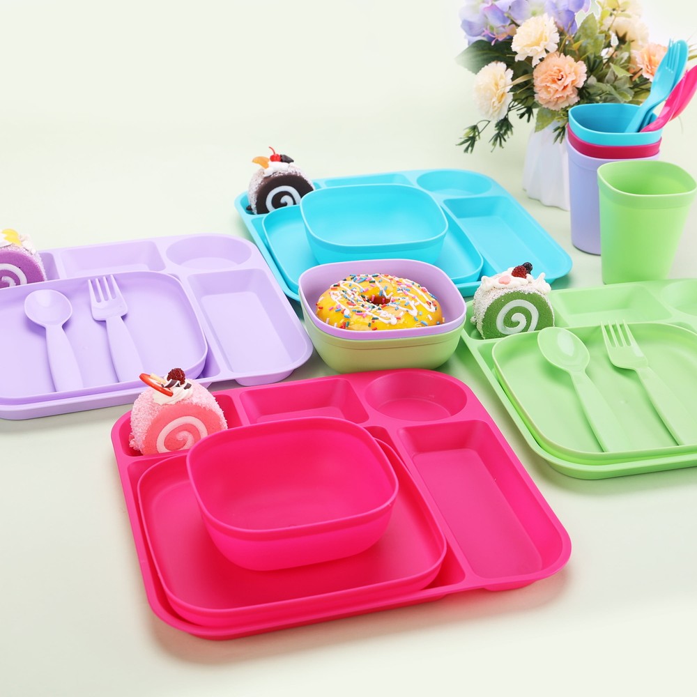 Your Zone 24-Piece Square Dinnerware Set, Pink