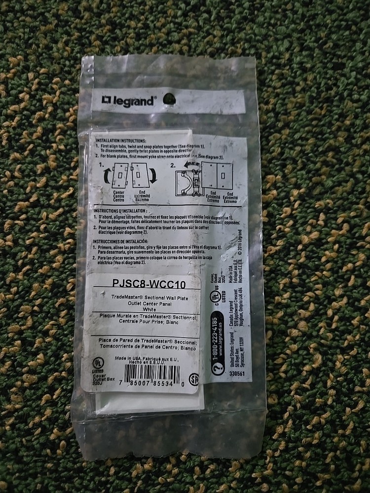 PJSC8WCC10 White Duplex Sectional Nylon Wall Plate