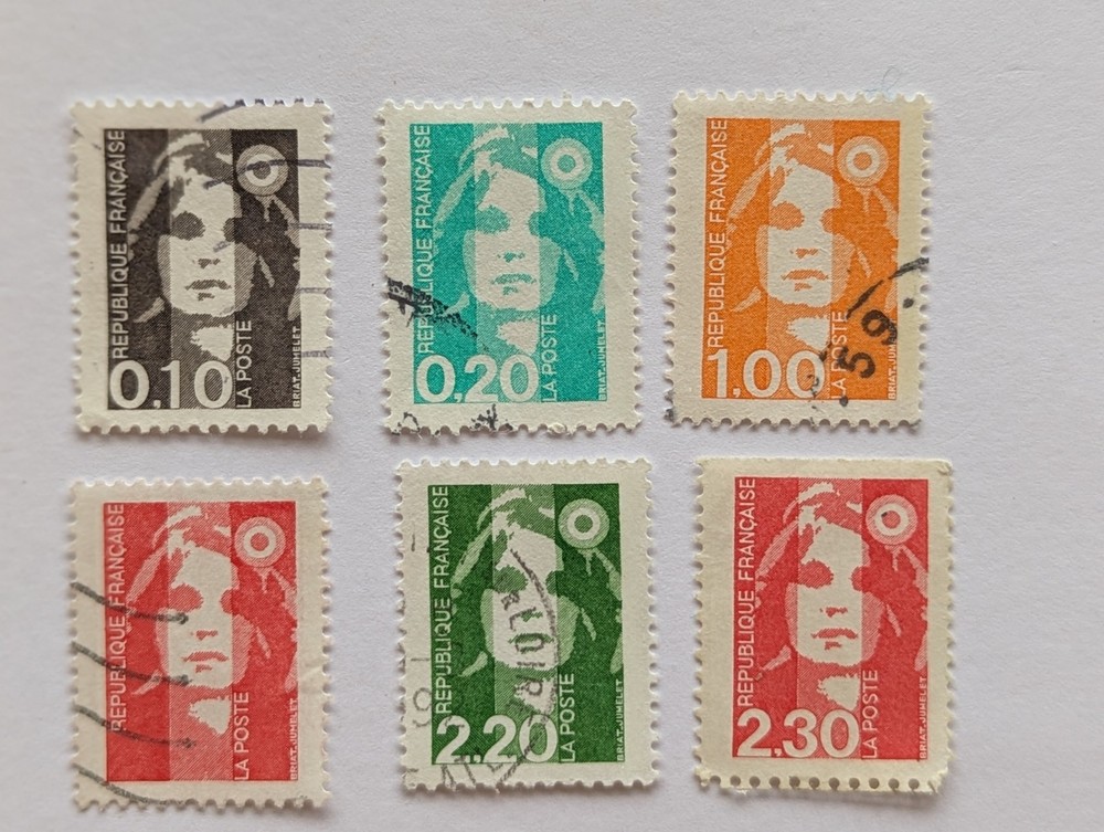 6 French Stamps 47F