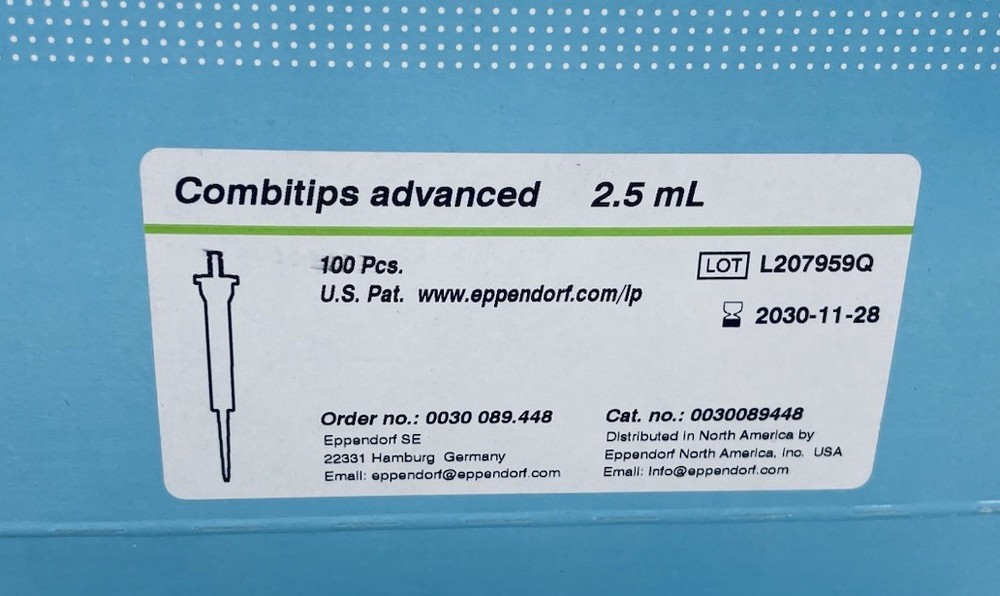 Eppendorf 2.5mL Combitips Advanced Pipette Tips 100/box 0030089448