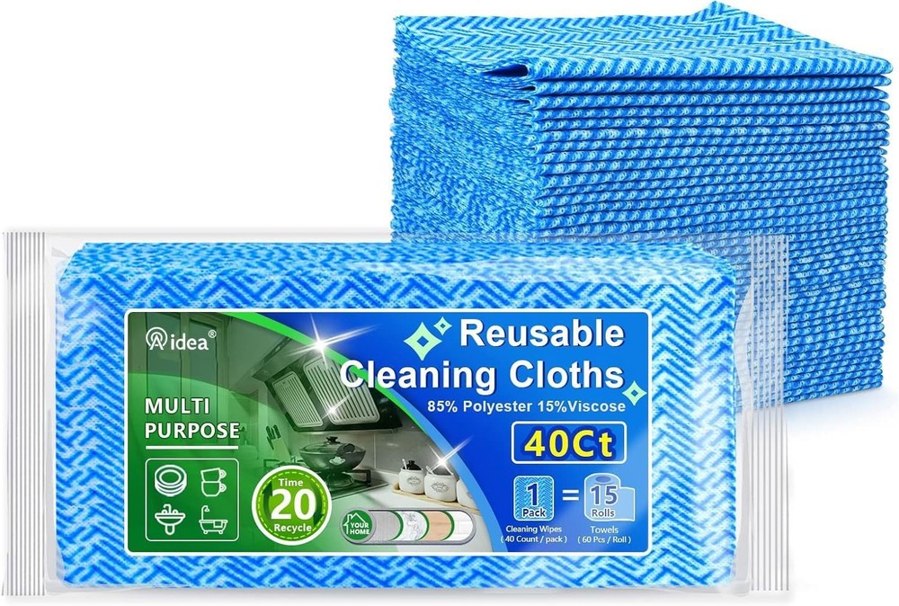 AIDEA Cleaning Wipes, Multi-Purpose Towel Reusable Cleaning Cloths 40Ct(1 Pack),