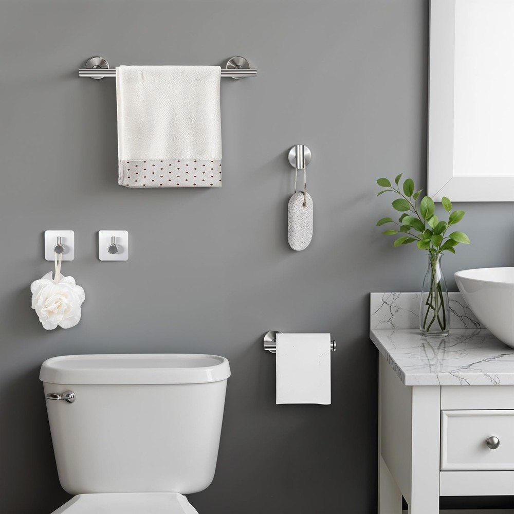 5 Piece Bathroom Set, Bathroom Hardware Set, Wall Mounted Thickened 304 Stain...