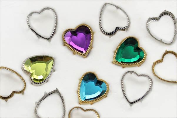15MM Heart Rim Settings 36 Pieces Gold