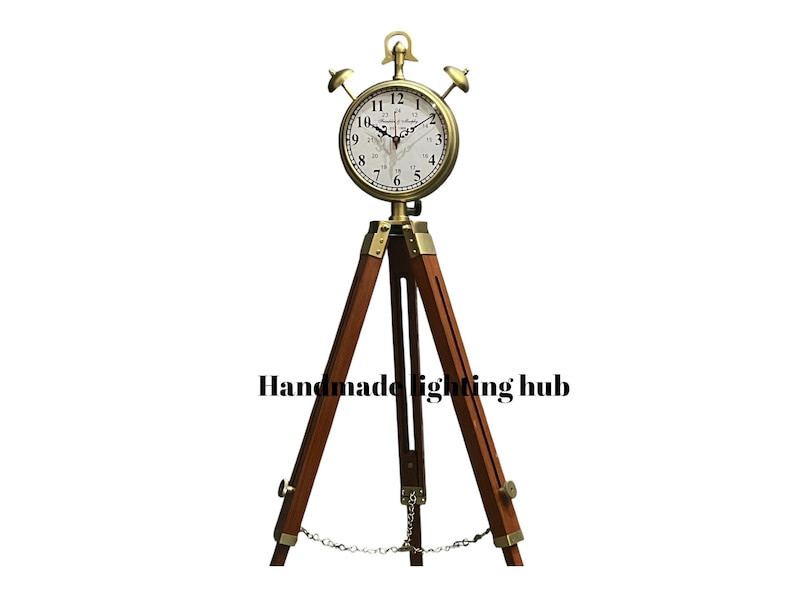 Nautical Numeric Large Display Standing Clock with Tripod Stand Floor Clock 7"