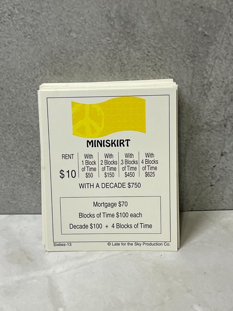 The 60's Opoly - Replacement Deed cards x28
