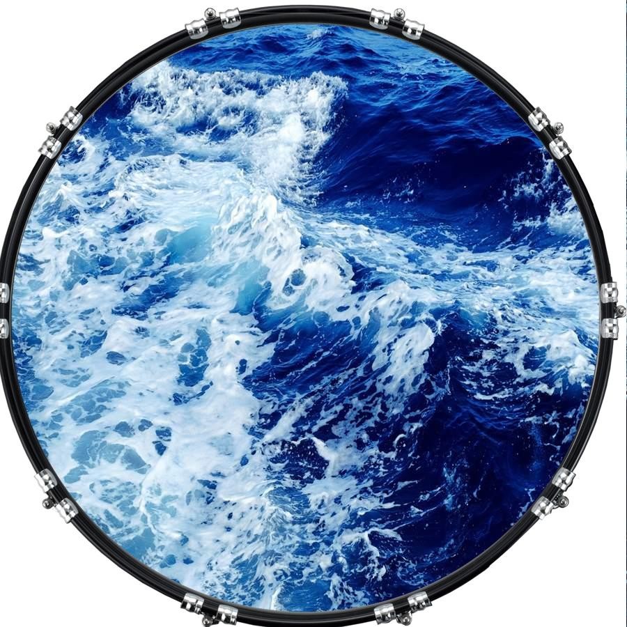 Aquarian 22" Kick Bass Drum Head Graphical Image Front Skin Waves 2
