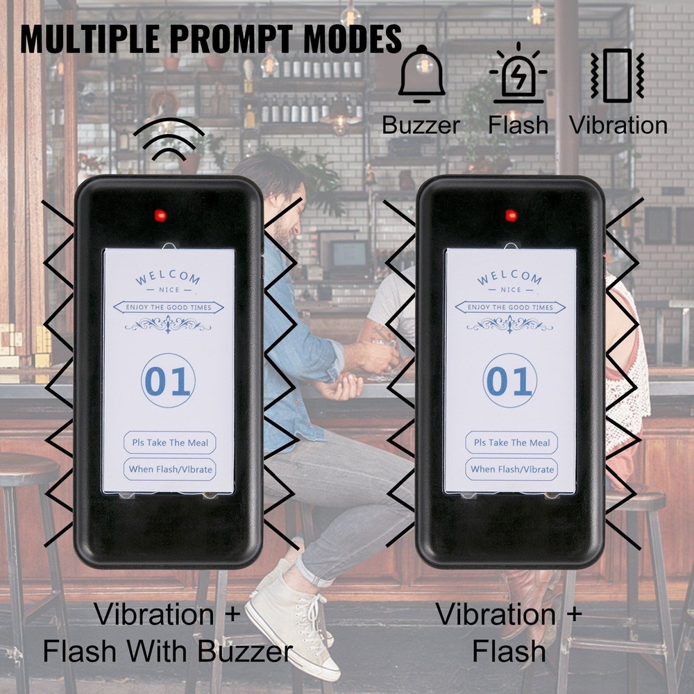 20 Pagers & 98 Beepers Wireless Calling System with Vibration&Flashing&Buzzer